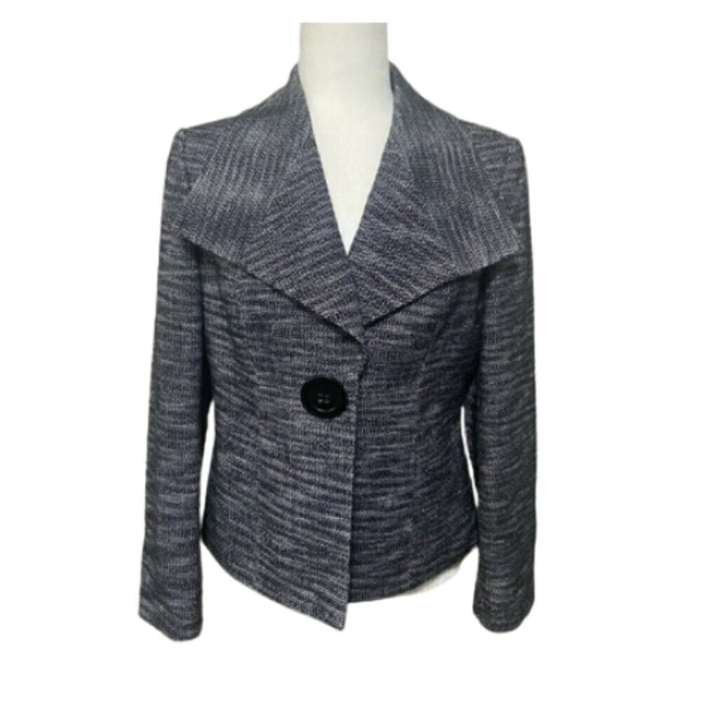 Liz Claiborne Suits LIKE NEW tweed textured oversized lapel one button blazer 8